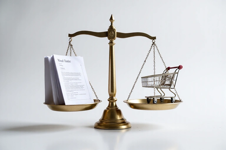 Ilustración de una balanza simbolizando la justicia y el equilibrio en los términos y condiciones