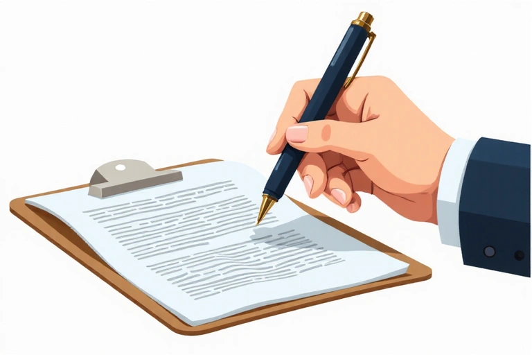 Ilustración de un contrato siendo firmado, simbolizando un acuerdo legal